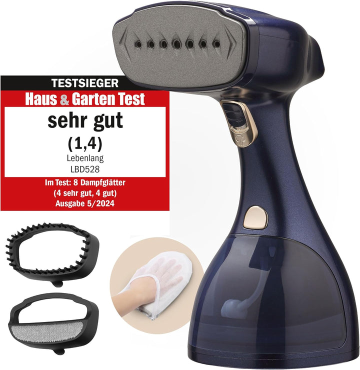 LEBENLANG Défroisseur à linge - 1500W - Réservoir d'eau de 300 ml - Gant et accessoires inclus - Bleu