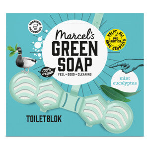 Bloc de savon pour WC Marcel’s Green Soap Menthe & Eucalyptus – Anti-calcaire – 200 chasses d’eau