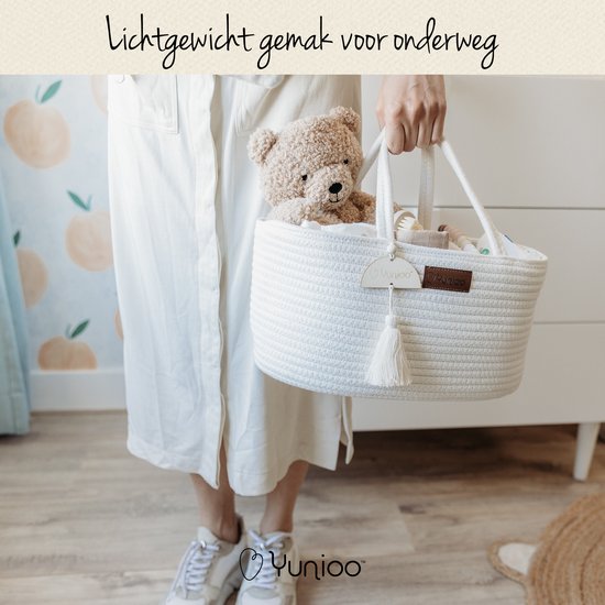Yunioo Sac à couches et panier à langer │ Panier à couches pour accessoires de chambre de bébé │ Organisateur de couches │ Panier de rangement pour chambre de bébé │ Cadeau de maternité douche de bébé │Corbeille à jouets │ Crème