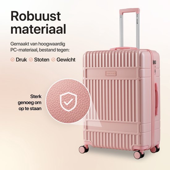 SKYCASES Classic Heritage - Grande valise de voyage - TSA Lock - 76x52x30 cm - 100L - XL Rolling Suitcase - 360° noiseless wheels - Lightweight - Trolley - Pink
