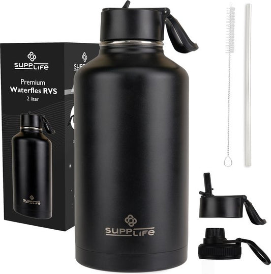 Bouteille isotherme Supplife Luxe en acier inoxydable, 2 litres - double paroi isolante - sans BPA et étanche