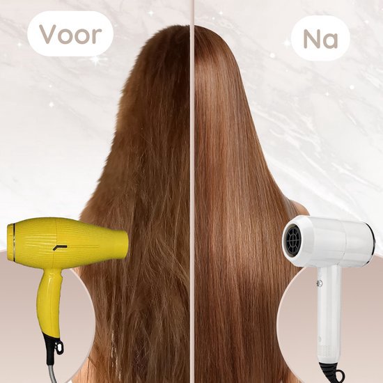 Sansbeauté® Hair Dryer with Diffuser - Ionic Hair Dryer - Brush - Travel Hair Dryer - 3 Attachments - Curls - Coolshot - 3 Stages - Hair Dryer with Diffuser - Hair Dryer - 2000W - White