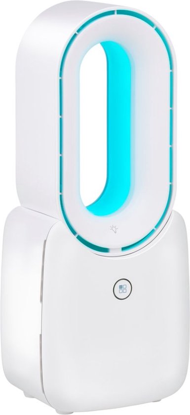 Ventilateur sans pale Lifetime Air - Ventilateur silencieux à trois vitesses - Ventilateur de bureau sans fil - Ventilateur de table avec éclairage d'ambiance LED - Rechargeable par USB-C - Design compact - 5W - Blanc