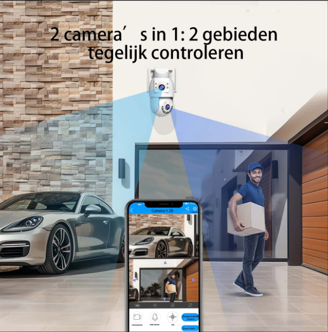 Caméra d'extérieur JOOAN Full HD à trois objectifs, caméra de sécurité pour supérettes et surveillance urbaine, suivi des personnes, caméra intelligente compatible 2G, 4G et 5G avec Wi-Fi, H.265/H.264