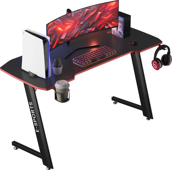 Avalo Gaming Desk - 120x60x75 CM - Pupitre de jeu - Table - Noir