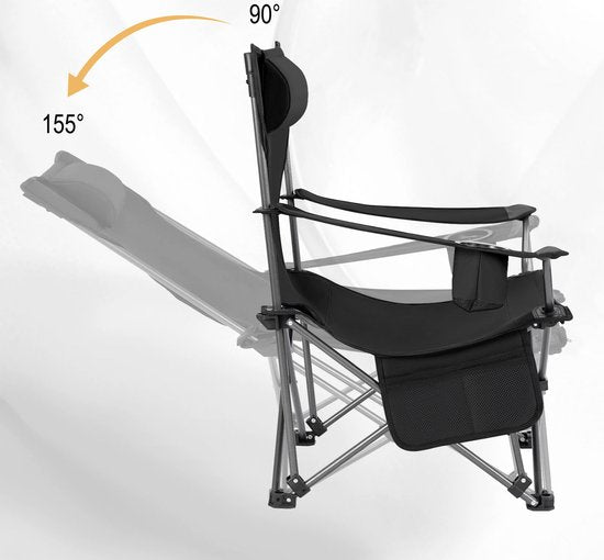 Chaise de camping : [Woltu] - super Confortable - Pliable - Léger - Appui-tête amovible - Repose-pieds rétractable