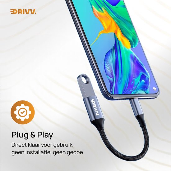 Drivv. Adaptateur USB-C vers USB-A OTG - Convertisseur USB-C vers USB - Adaptateur USB-C - Ordinateur portable - Téléphone - Gris