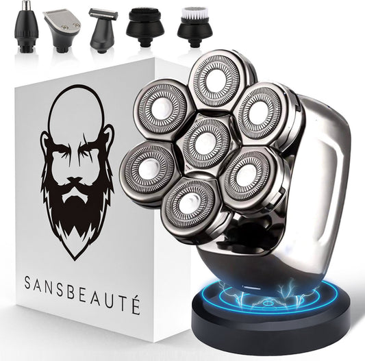 Sansbeauté® Skull Sharp PRO - Rasoir pour homme - Rasoir électrique pour le visage et la tête - Wet & Dry - Chargement sans fil - Electrique