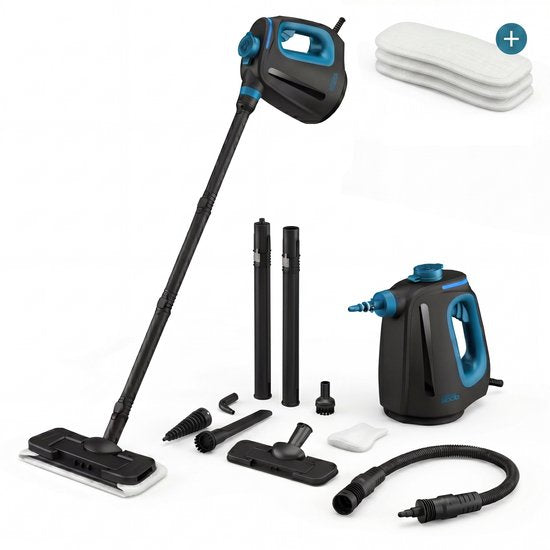 Nettoyeur vapeur 2-en-1 CleanKoala – Temps de chauffe de 15 secondes – 30 minutes d'autonomie – 12 accessoires et 3 lingettes supplémentaires inclus