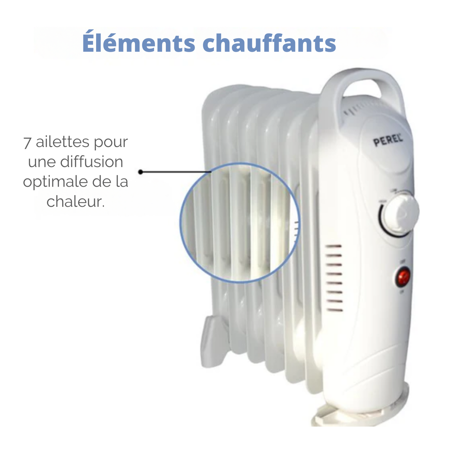 Radiateur à huile - Perel - 700W - 7 Ribs - Avec thermostat