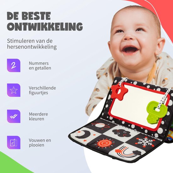 MontiPlay® Abdominal Trainer Baby - Kissing Book Baby - Baby Toy 6 mois - Jouet éducatif - Tummy Time - Montessori - Sensoriel