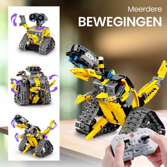 Qualitá® 3 in 1 Robot Construction Kit - Jaune - Jouets Robot pour Enfants - Interactif - STEM & Educational Toys - De 7 à 9 ans - Garçons - Programmable & Contrôlable