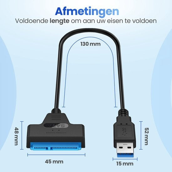 Garpex® USB 3.0 to SATA Adapter - Câble de données pour disques durs - SATA 7+15 22 Pin Cable