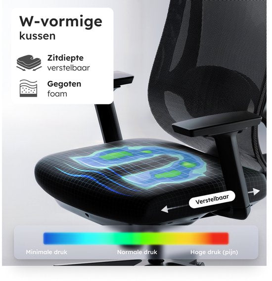 Roveo Ergonomic Office Chair - Chaise de jeu de bureau - Chaise de jeu pour adultes - Chaise de jeu - Noir