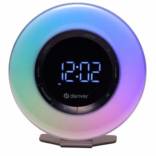 Denver Wake Up Light - Radio-réveil FM - Snooze - Réveil lumineux - Bruit blanc - CRL342
