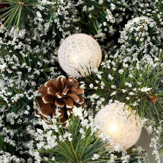 Black Box Trees Kaprun Couronne de Noël Étoile avec lumières LED blanc chaud - Ø60 cm - Vert givré, rouge