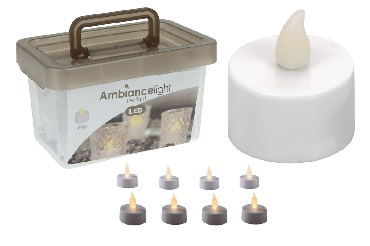 Boîte avec 24 bougies à thé LED