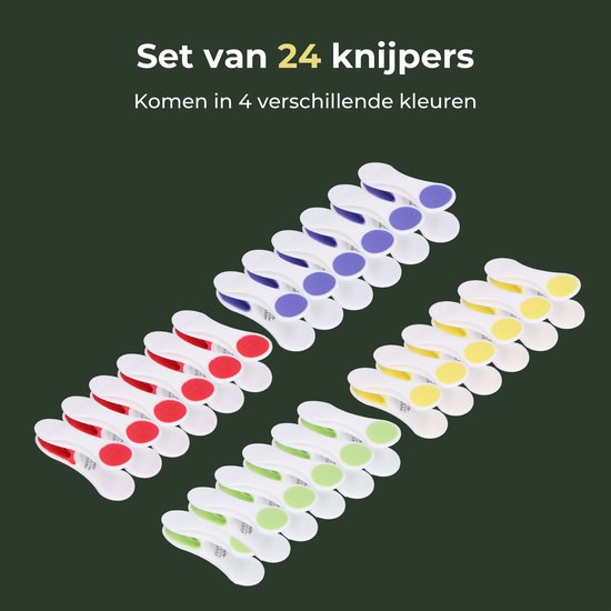 Gandria Pinces à linge 24 pièces - Pinces à linge en plastique - Lot de 24 pinces à linge en plastique - Pinces à linge pour portemanteau 10 Kg - 4 Couleurs