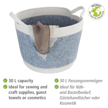 Panier de rangement WENKO Bea Noir - Ø 35 x 26 cm - Coton/polyester