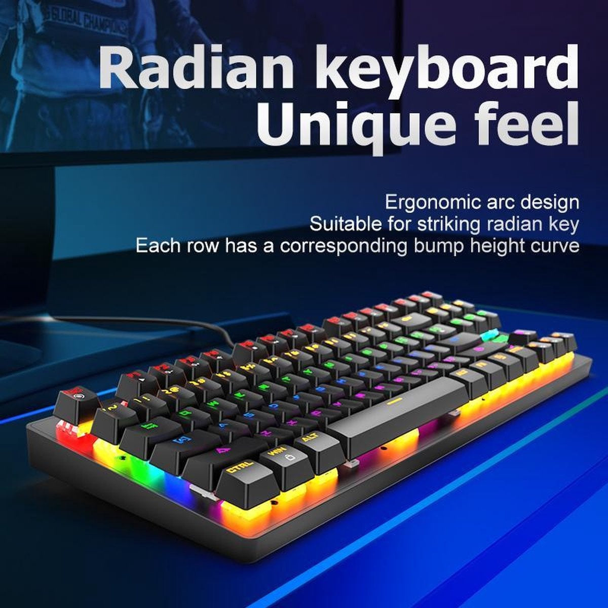 ZIYOULANG K2 RGB mechanical 87keys TKL gaming keyboard - Clavier de jeu Windows/Mac - interrupteur bleu - Clavier mécanique - Claviers de jeu anti-ghosting - Noir
