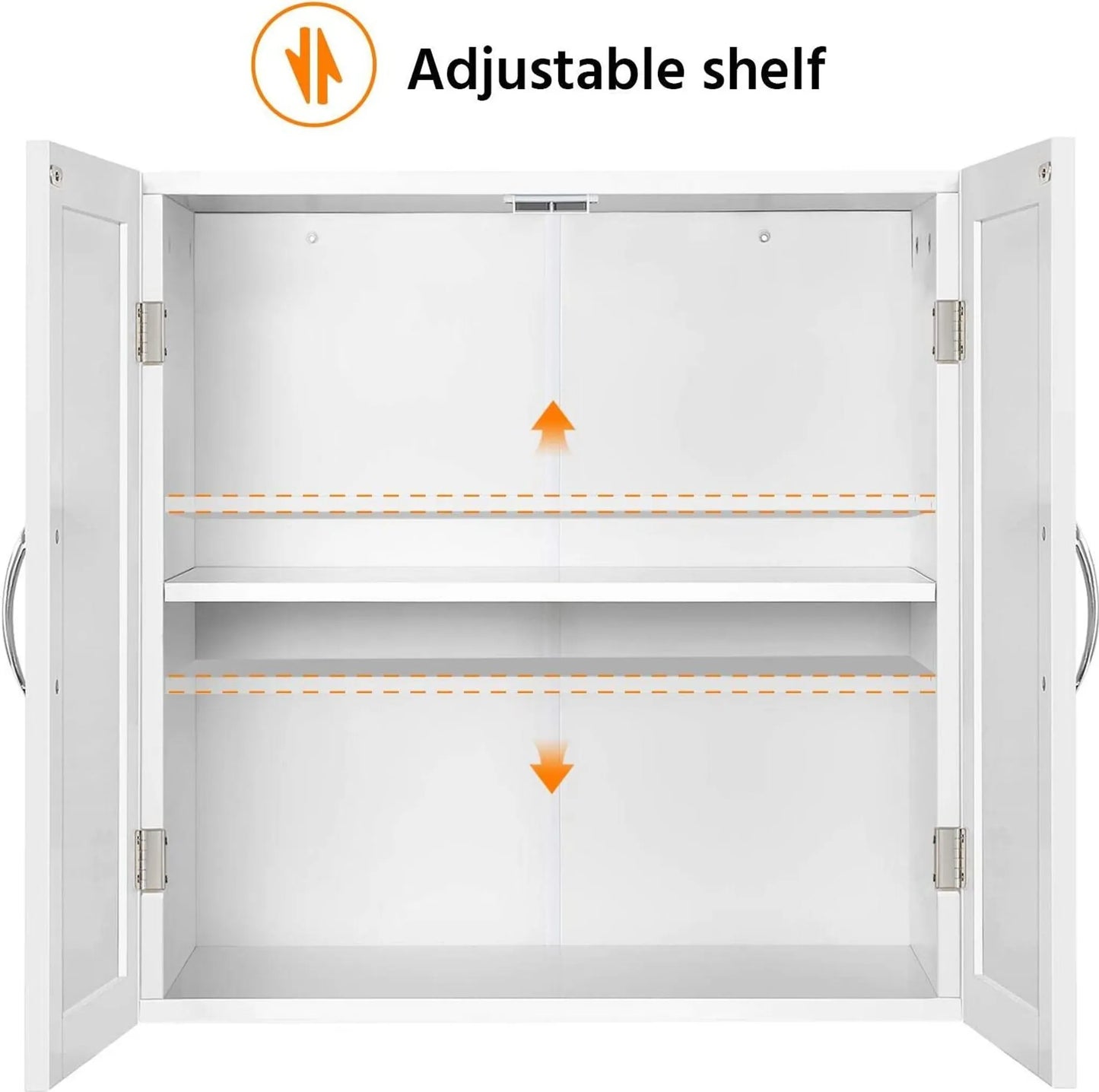 Yaheetech Meuble mural avec 2 portes - avec étagères réglables en hauteur, ferrures métalliques et surface lisse - pour salle de bains, cuisine et chambre - MDF blanc E1 - 59,5 x 31 x 59,5 cm