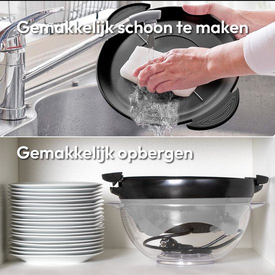 Machine à pop-corn ronde Gadgy avec revêtement antiadhésif - Machine à pop-corn silencieuse et rapide - 5 litres - Funcooking pour les fêtes et les enfants - Poêle à pop-corn - Cadeau pour enfant