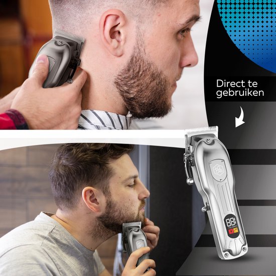 Beeperfect® Tondeuse à cheveux professionnelle sans fil pour hommes - Tondeuse à cheveux - Tondeuse à cheveux pour cheveux de tête - Tondeuse à cheveux - Tondeuse à nez incluse