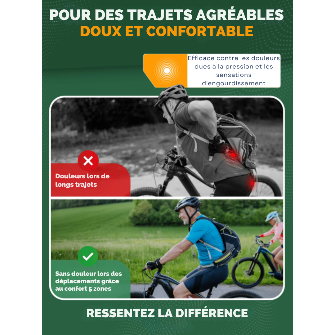 Selle de vélo MIVELO - Mousse à mémoire de forme - 100% étanche - Universelle - Noire