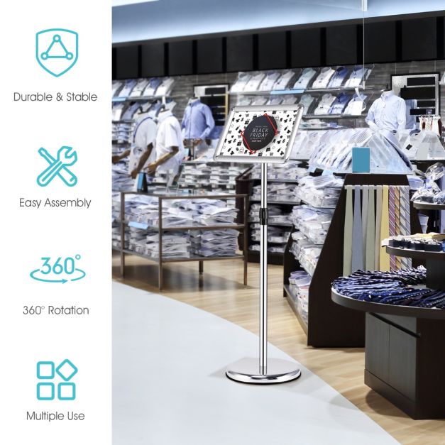 Coast Pedestal - Réglable - Cadre à cliquer - Acier inoxydable - 24 x 32,7cm - Silver