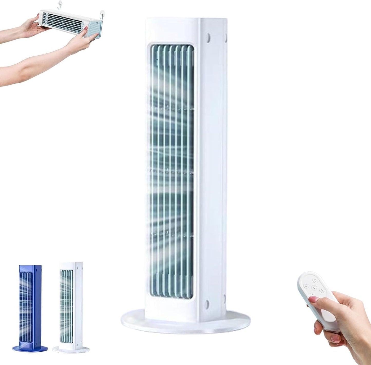 Climatiseur personnel Breezmax - Mini-climatiseur portable à 360° avec télécommande - Rechargeable 4 000 mAh - 325 mm - Blanc