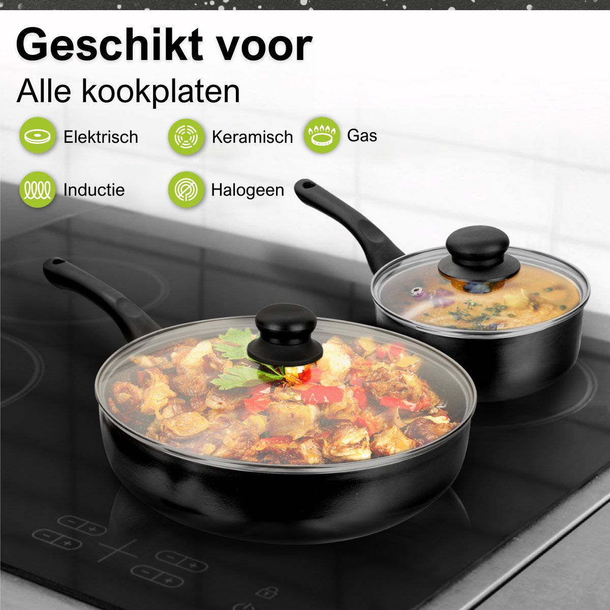 CeraFusion Ceramic Pans Set 10-Piece - Set with Frying Pans, Saucepan, Cooking Pots - Induction Pans - Pansets Aluminium