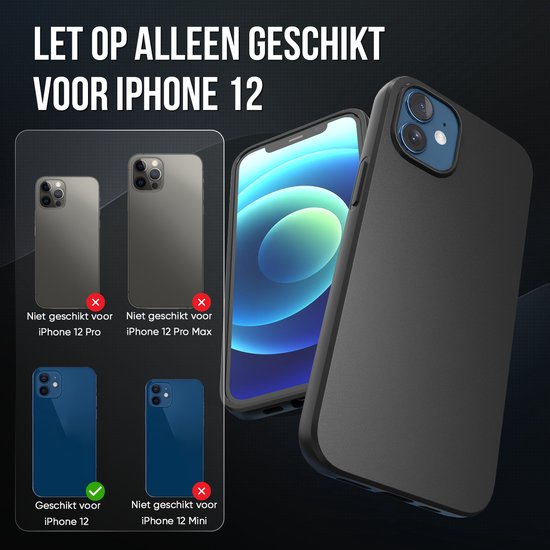 Coque de téléphone noire - Compatible avec l'iPhone 12 - Coque et protection d'écran - Verre de protection