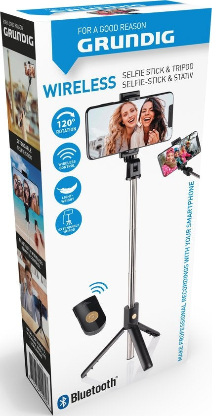 Grundig Selfie Stick et Trépied pour Smartphone - Bluetooth - avec télécommande - rotatif 120