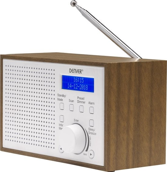 Denver DAB Radio - Retro Radio - Keukenradio - Draagbare Radio - Batterijen & Netstroom - DAB46 - Wit