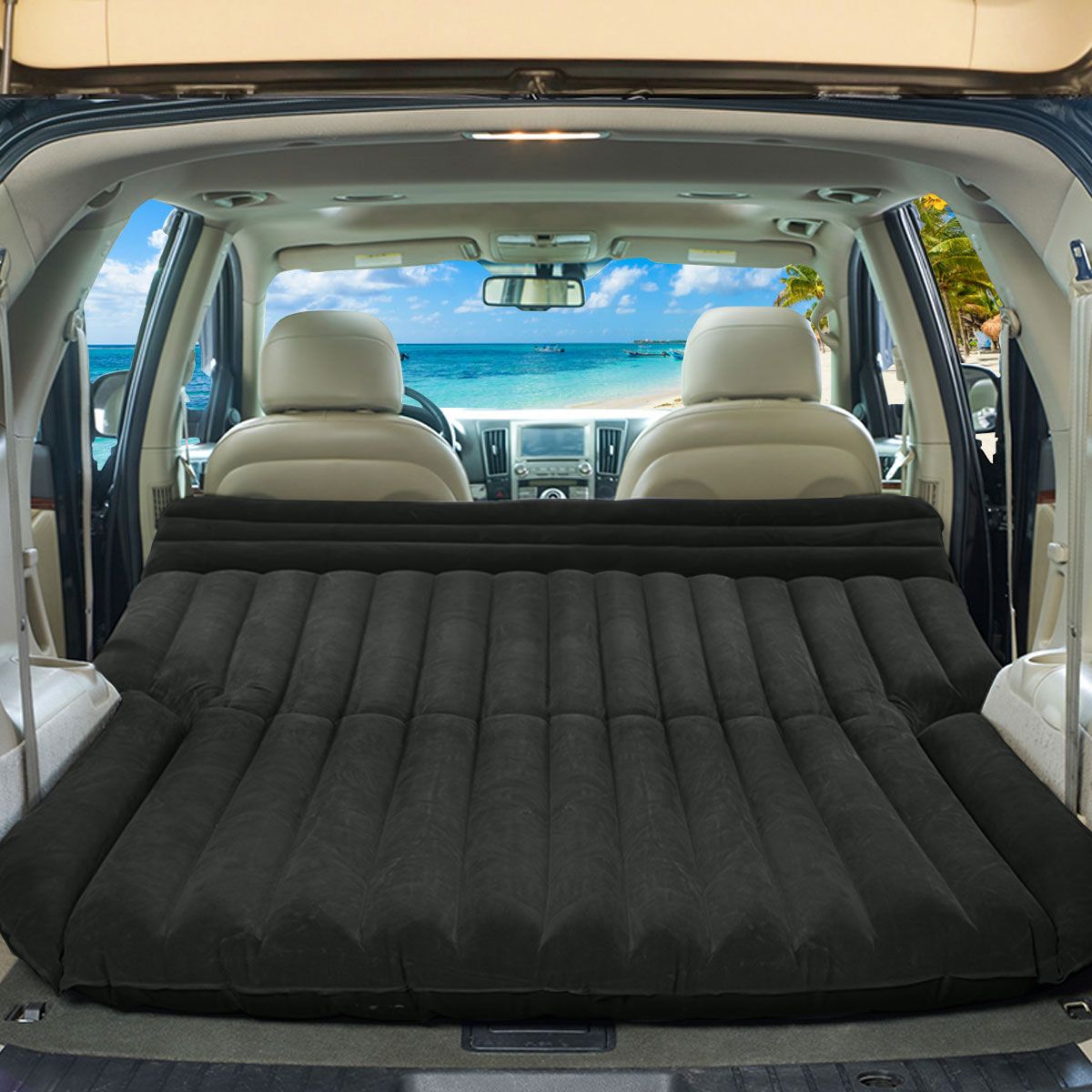 Coast Car Air Mattress - 180×123×12.5 cm - Noir - Matelas gonflable pour siège arrière avec pompe électrique