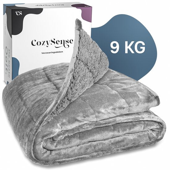 Couverture lestée CozySense® 9 kg - Couverture lestée - Couverture lestée - GLASS-Flow® Distribution de la pression - 135x200 - Velours flanelle & Sherpa - Hypoallergénique - Gris