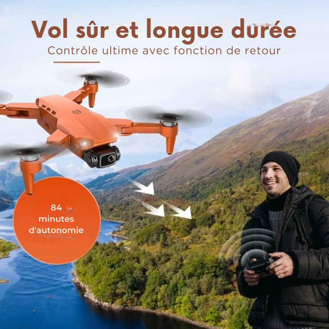 PuroTech Ultra Smart Drone - Caméra UHD 4K - Drone avec caméra pour extérieur/intérieur - Double caméra Full HD 4K - Zoom 50x - 3 batteries - 84 minutes de vol - Photo - Vidéo - Quadcopter