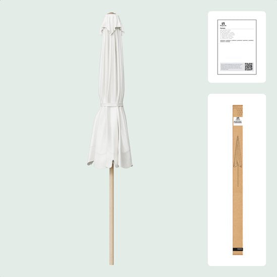 LifeGoods Parasol - Jardin - Parasol de balcon - 200x125cm - 30° inclinable - Imperméable - UPF50+ - Revêtement en bois - Crème