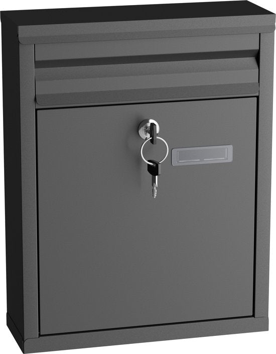 Boîte aux lettres Avalo en acier inoxydable noir - Boîte aux lettres murale - avec matériel de montage et 2 clés