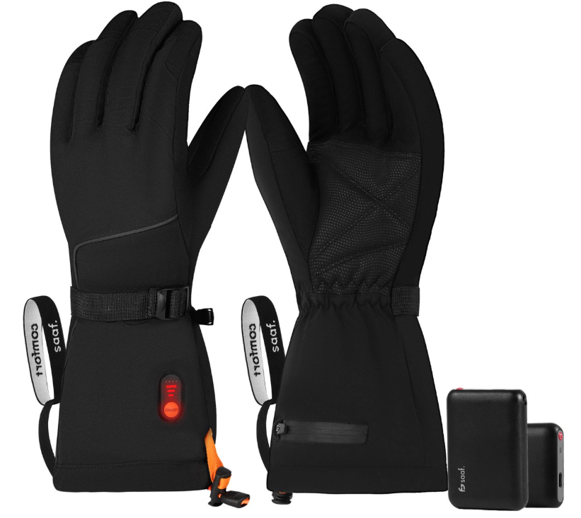 Saaf - Gants chauffants Premium - Taille M - Polyester noir - 3 niveaux de chaleur et rechargeable - Hydrofuge et coupe-vent - Confort optimal
