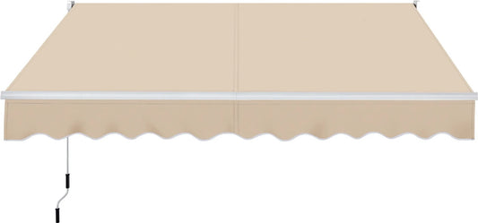 Yaheetech Parasol à pinces - 300 x 250 x 25 cm - Équipé d'une tige pendulaire manuelle et d'un angle réglable et d'un revêtement résistant aux UV - Pour balcon et terrasse - Polyester beige et métal