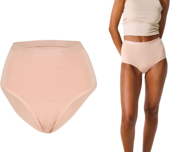 Bamboo Elements - Menstrual Underwear - High Waist Brief - Nude - Period Underwear - Menstrual Briefs - Menstrual Underpants - Underwear Ladies Briefs