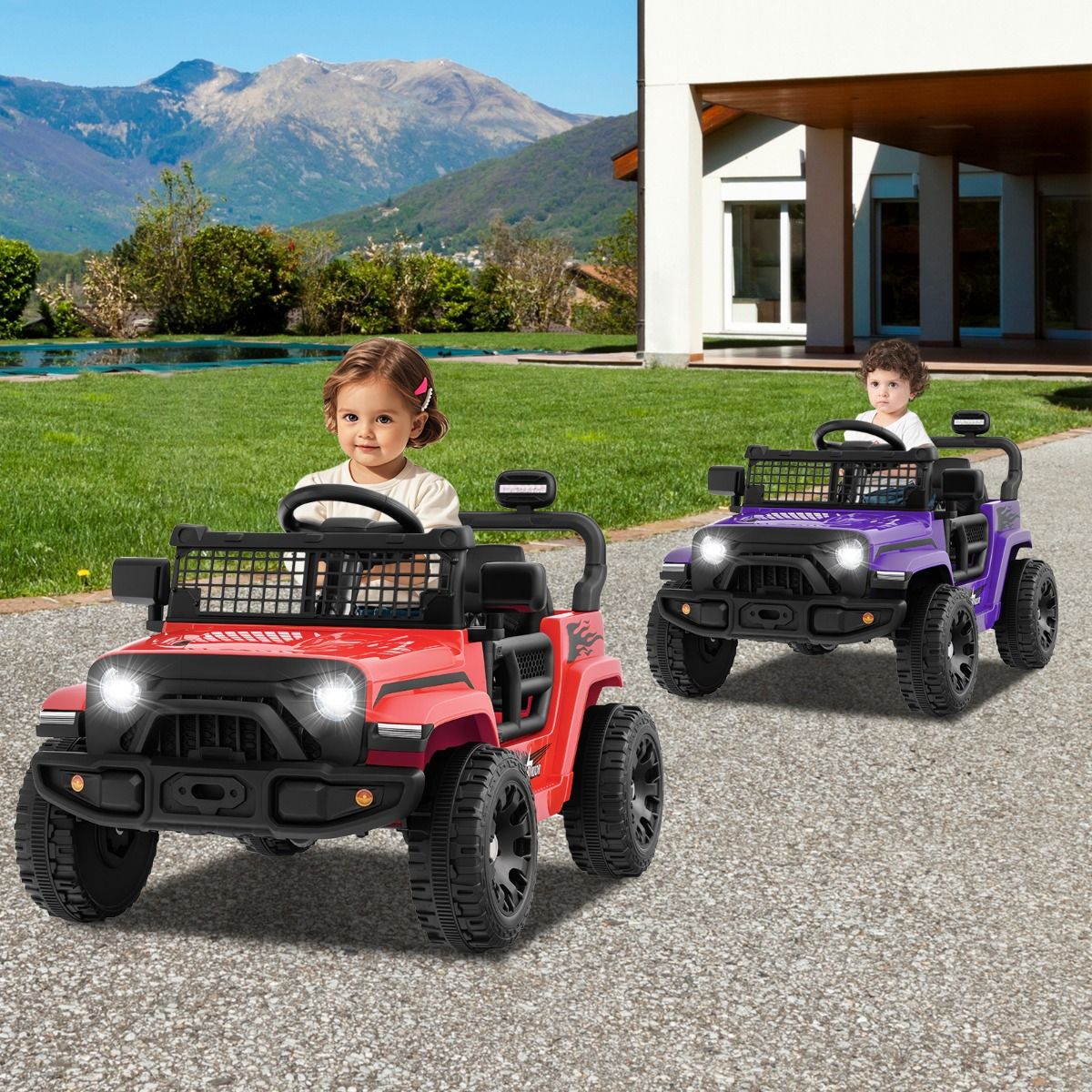 Voiture électrique pour enfants Coast - avec télécommande - musique et klaxon - rouge