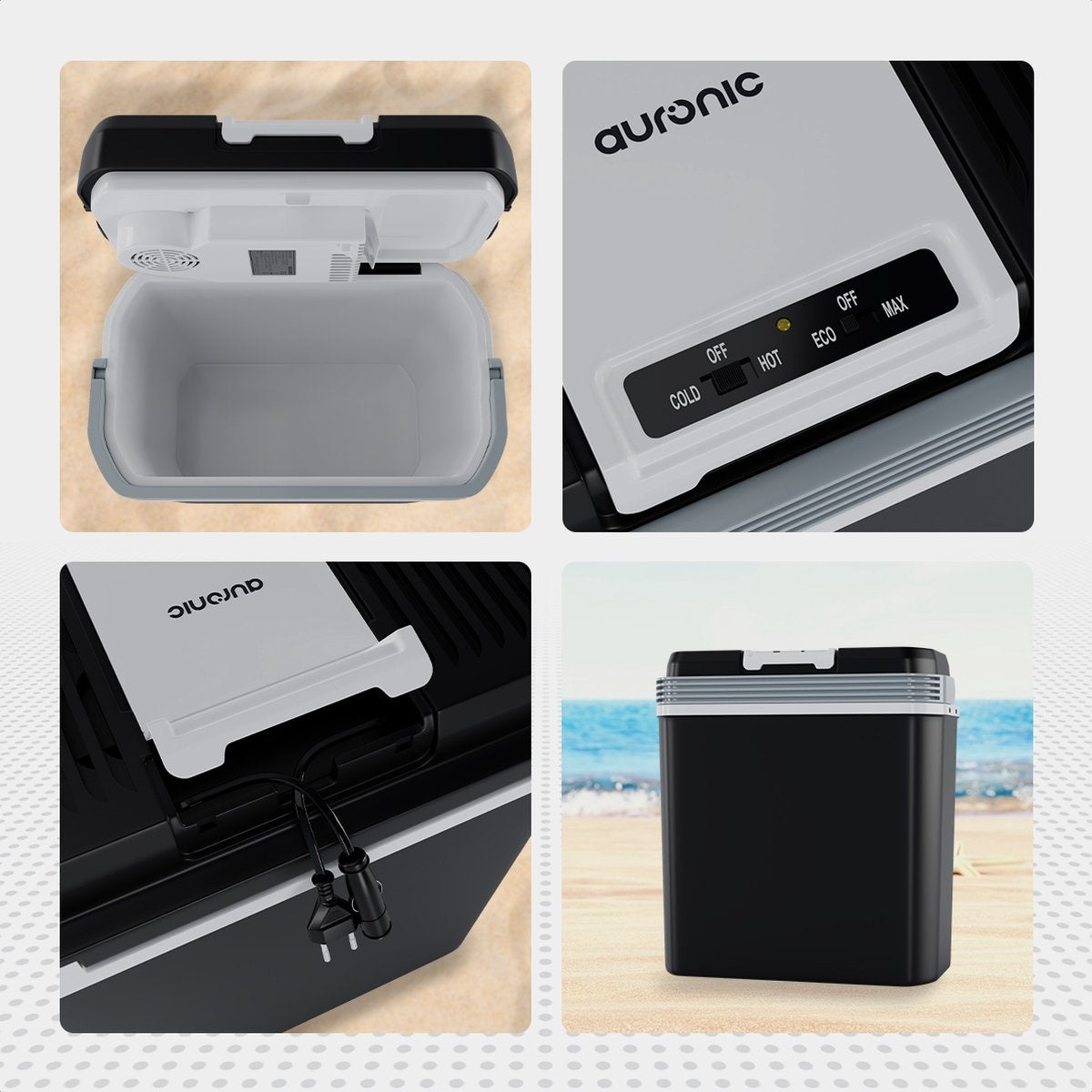 Glacière électrique Auronic - 20L - 12V et 240V - Chaud/ Froid - Noir