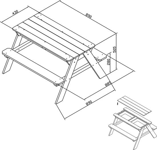 Table de pique-nique Sunny Dave « Zand & Water » en marron pour enfants - Table de pique-nique multifonctionnelle avec 2 bacs amovibles en plastique - Bois certifié FSC