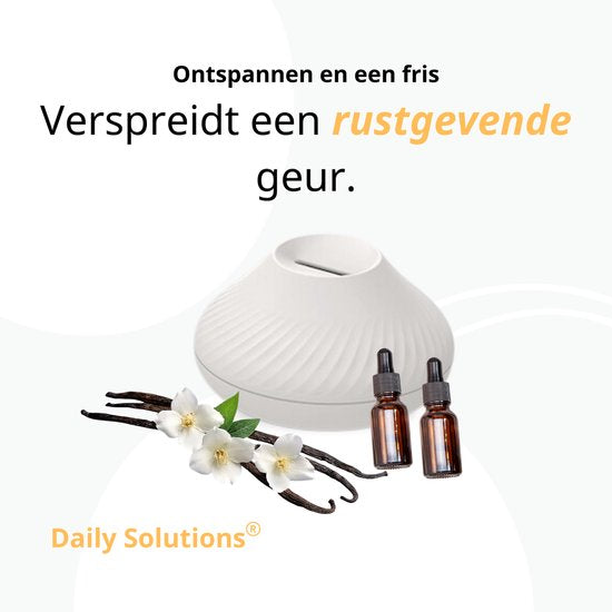 Daily Solutions® Diffuseur d'arômes - Parfum et couleur - Humidificateur - Diffuseurs d'arômes - Nébulisateur - Diffuseur de parfum - Atmosphère apaisante - Blanc