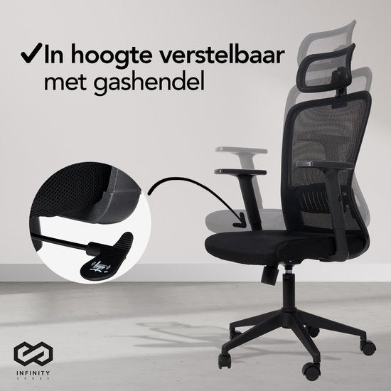 Infinity Goods Ergonomic Office Chair - Chaises de bureau pour adultes - Entièrement réglable - Chaise de bureau - Noir