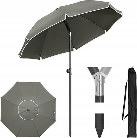 Parasol de jardin rond eSituro - Gris - 175 cm - Protection UV