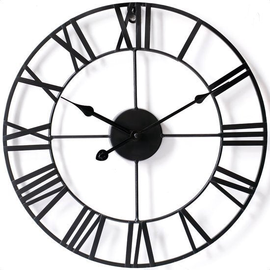 Horloge murale industrielle Goliving - Mouvement silencieux - Horloge murale moderne - Métal - Ø 60 cm - Noir