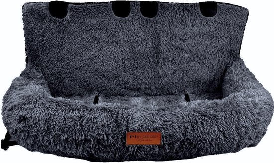 By Cee Cee Car Seat Dog Deluxe - Panier de voiture pour chien avec sangle de sécurité - Panier de voiture pour chien - Siège pour chien - Siège de voiture - Gris foncé - Taille L